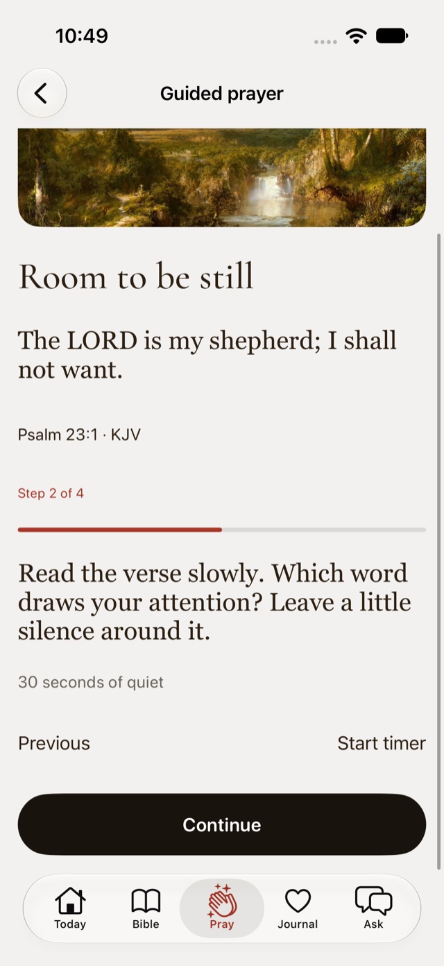 A Scripture-led prayer with a quiet reflection timer